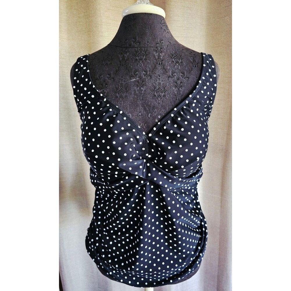 Lauren Ralph Lauren Black And White Polka Dot Tankini Sz 18W